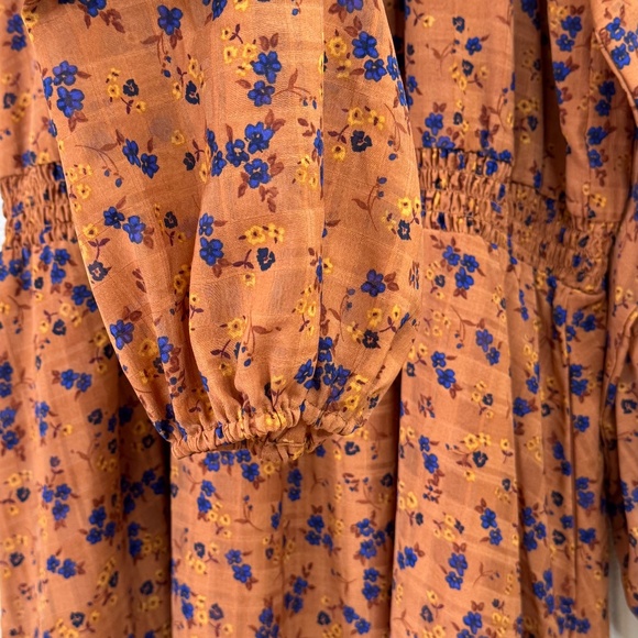 Draper James RSVP Womens Brown Floral LS Smocked Waist Midi Dress Plus 3X 24 26W - Picture 8 of 16